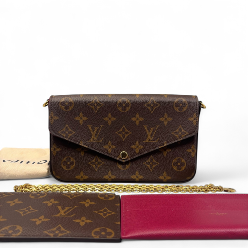 Louis Vuitton Pochette Felicie Chain Wallet Monogram Brown