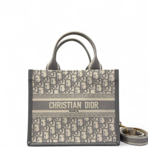 Dior New Small Book Tote Canvas Grey Beige