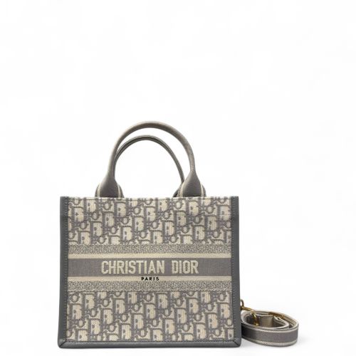 Dior New Small Book Tote Canvas Grey Beige