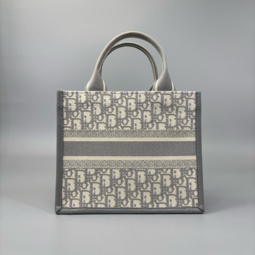 Dior New Small Book Tote Canvas Grey Beige