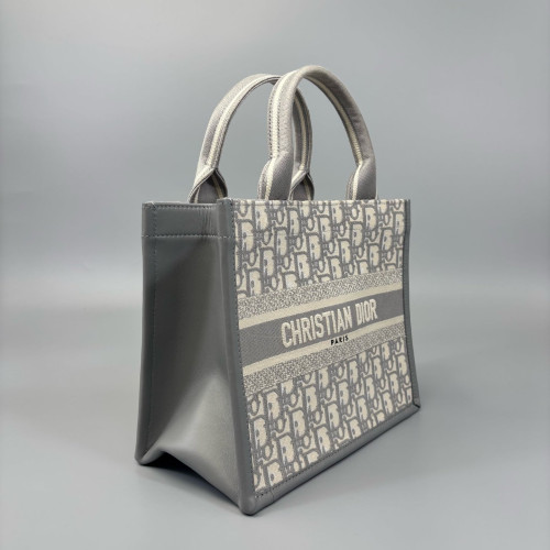 Dior New Small Book Tote Canvas Grey Beige