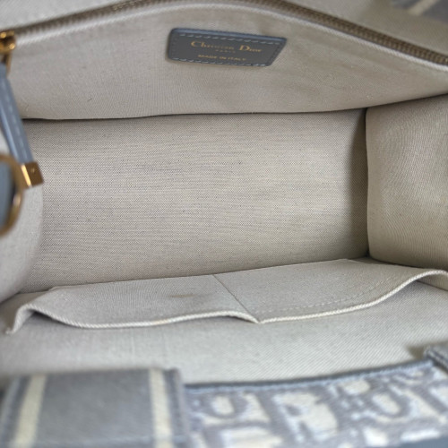 Dior New Small Book Tote Canvas Grey Beige