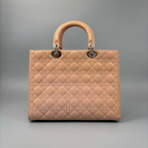 Dior Large Lady Dior Patent Calfskin Pink