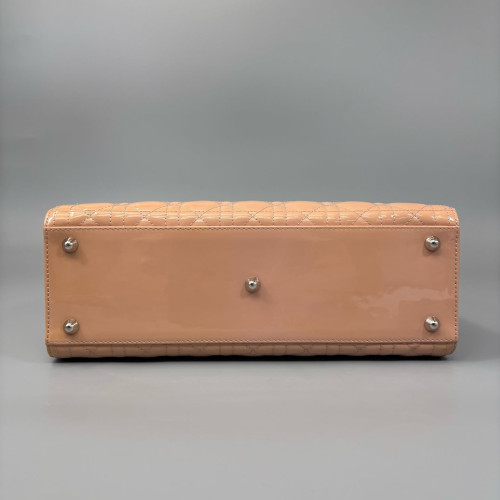 Dior Large Lady Dior Patent Calfskin Pink