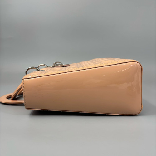 Dior Large Lady Dior Patent Calfskin Pink