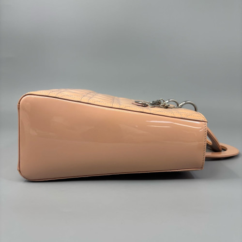 Dior Large Lady Dior Patent Calfskin Pink