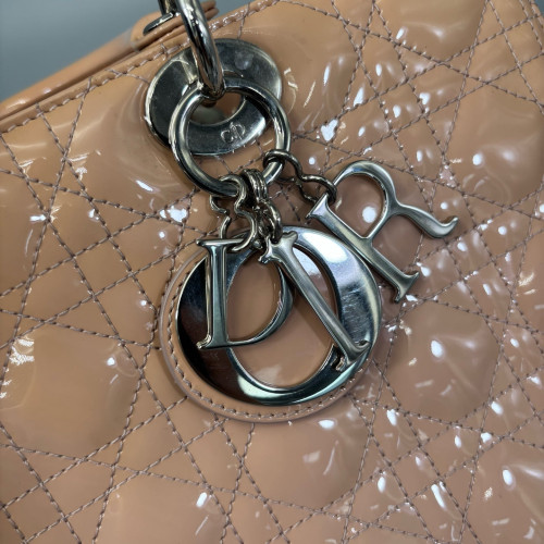 Dior Large Lady Dior Patent Calfskin Pink