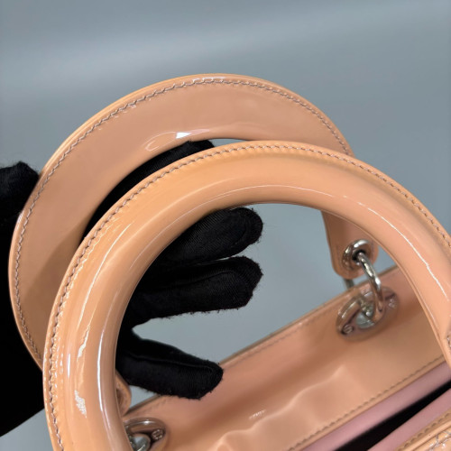 Dior Large Lady Dior Patent Calfskin Pink