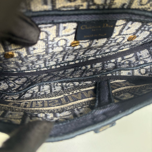 Dior Medium Saddle Bag Oblique Beige Navy Black