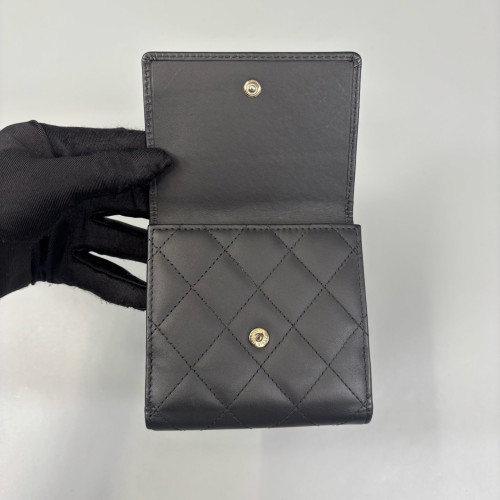 Chanel Quilted Cambon Flap Wallet Calfskin Black