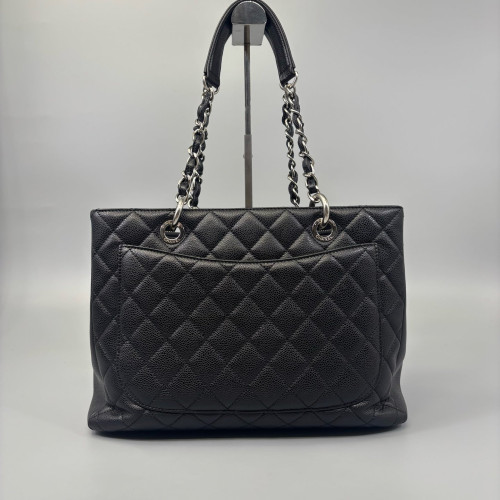 Chanel Quilted Grand Shopping Tote Gst Grained Calfskin Black