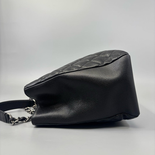 Chanel Quilted Grand Shopping Tote Gst Grained Calfskin Black
