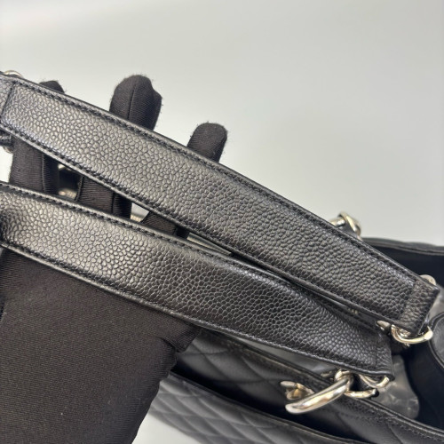 Chanel Quilted Grand Shopping Tote Gst Grained Calfskin Black