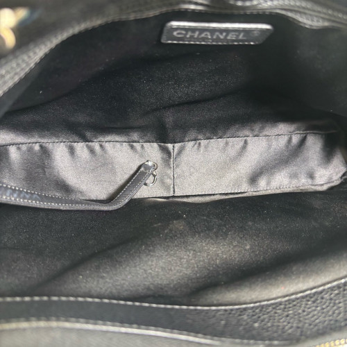 Chanel Quilted Grand Shopping Tote Gst Grained Calfskin Black