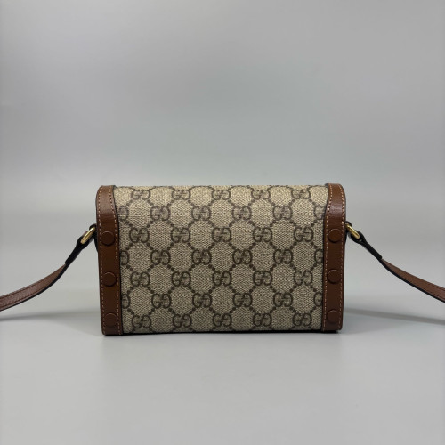 Gucci Mini Horsebit 1955 GG Supreme Monogram Brown Beige