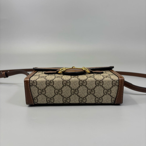 Gucci Mini Horsebit 1955 GG Supreme Monogram Brown Beige