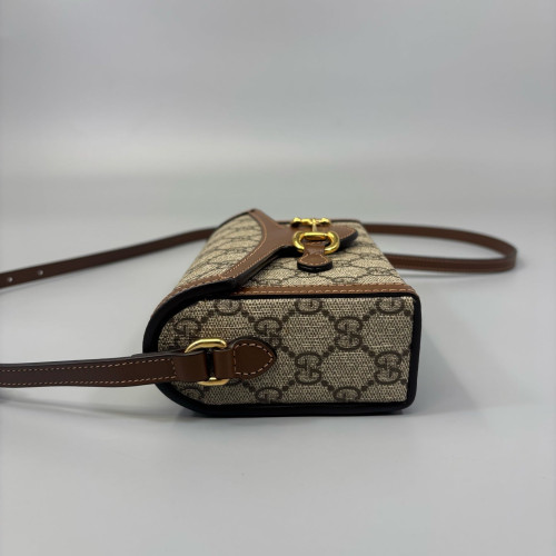 Gucci Mini Horsebit 1955 GG Supreme Monogram Brown Beige