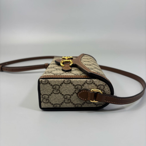 Gucci Mini Horsebit 1955 GG Supreme Monogram Brown Beige