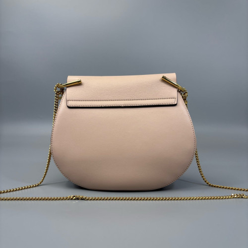 Chloe Medium Drew Shoulder Bag Suede Calfskin Light Brown Cammeo