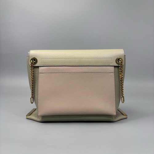 Chloe Messenger Grained Calfskin Grey Beige Pink