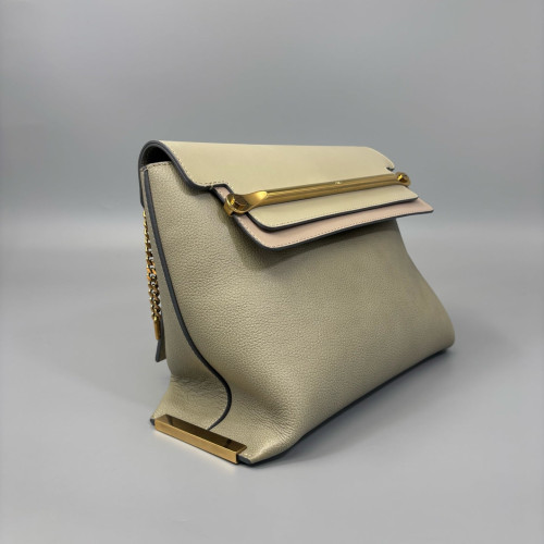 Chloe Messenger Grained Calfskin Grey Beige Pink