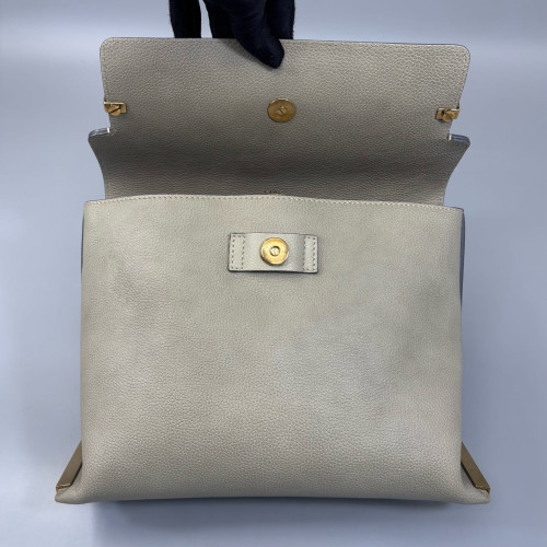 Chloe Messenger Grained Calfskin Grey Beige Pink