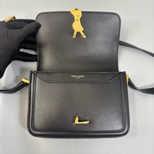 Yves Saint Laurent Small Solferino Calfskin Black