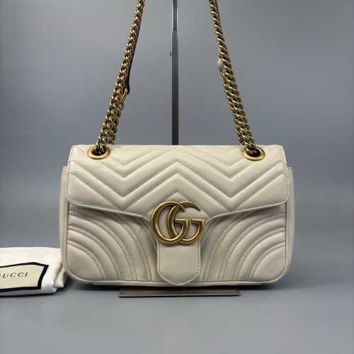 Gucci Matelasse Small GG Marmont Calfskin White