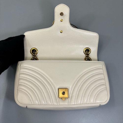 Gucci Matelasse Small GG Marmont Calfskin White