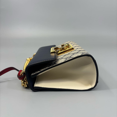 Gucci Small Padlock Shoulder Bag GG Supreme Monogram Blue Beige Red