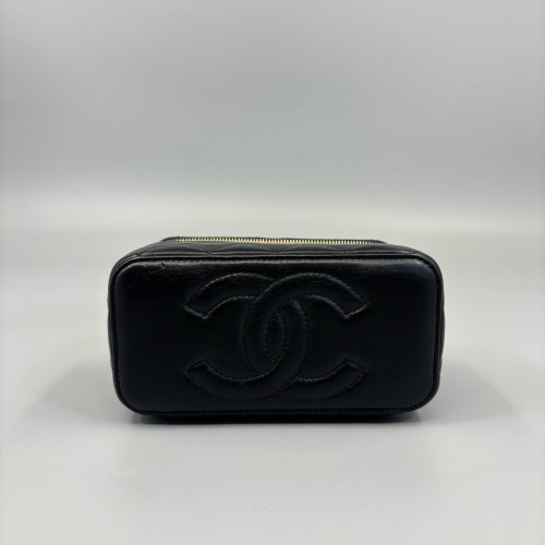 Chanel Quilted Pearl Crush Small Vanity Case Calfskin Black