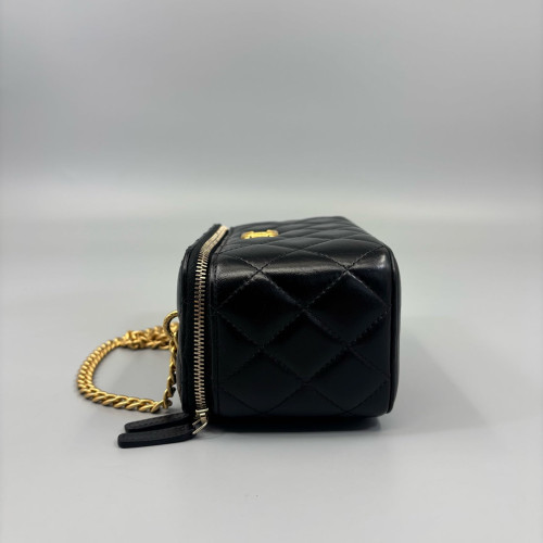 Chanel Quilted Pearl Crush Small Vanity Case Calfskin Black