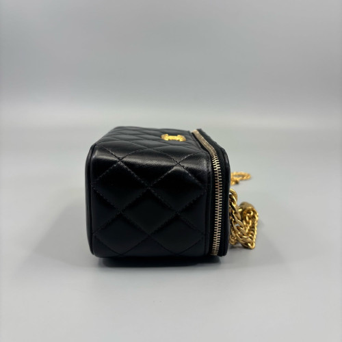 Chanel Quilted Pearl Crush Small Vanity Case Calfskin Black