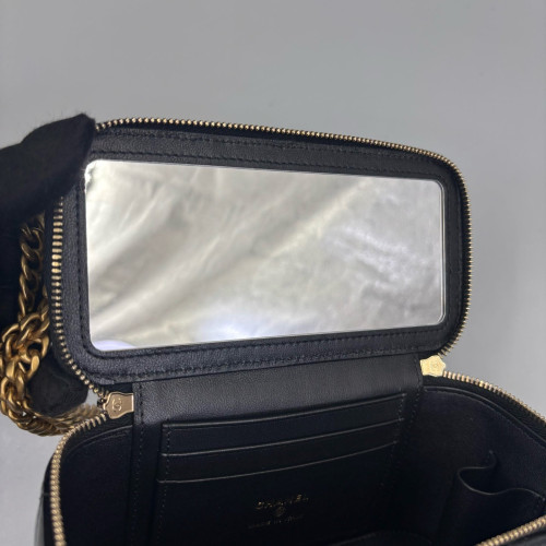 Chanel Quilted Pearl Crush Small Vanity Case Calfskin Black