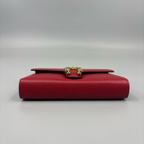 Gucci Mini Dionysus Chain Wallet Grained Calfskin Red