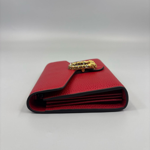 Gucci Mini Dionysus Chain Wallet Grained Calfskin Red