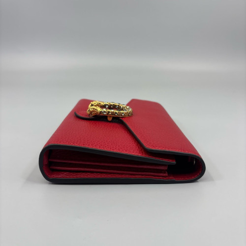 Gucci Mini Dionysus Chain Wallet Grained Calfskin Red