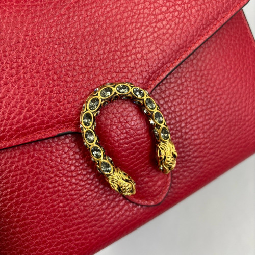 Gucci Mini Dionysus Chain Wallet Grained Calfskin Red