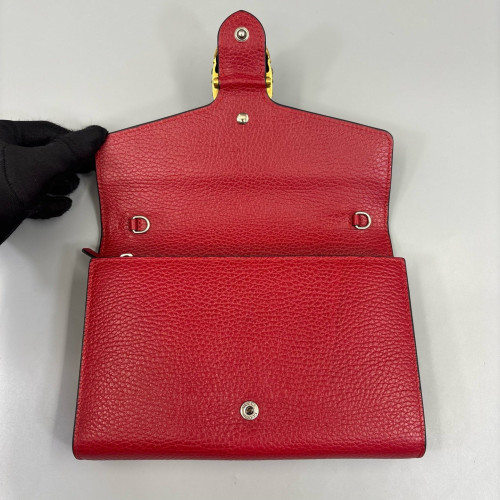 Gucci Mini Dionysus Chain Wallet Grained Calfskin Red