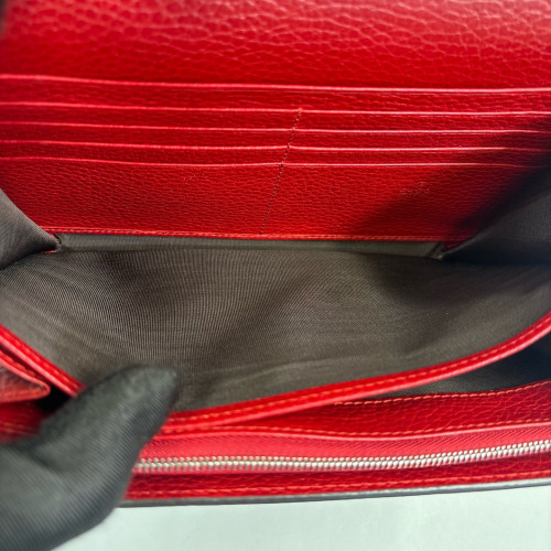 Gucci Mini Dionysus Chain Wallet Grained Calfskin Red