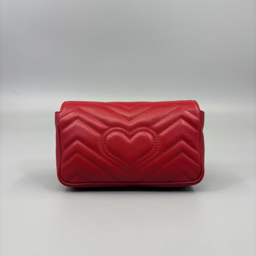 Gucci Matelasse Super Mini GG Marmont Calfskin Red