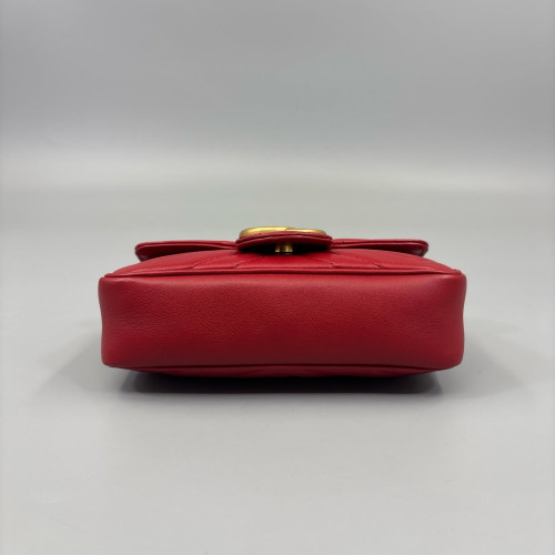 Gucci Matelasse Super Mini GG Marmont Calfskin Red