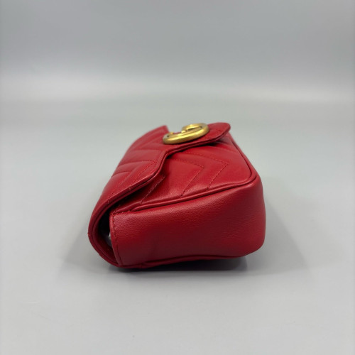 Gucci Matelasse Super Mini GG Marmont Calfskin Red