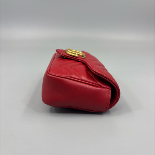Gucci Matelasse Super Mini GG Marmont Calfskin Red