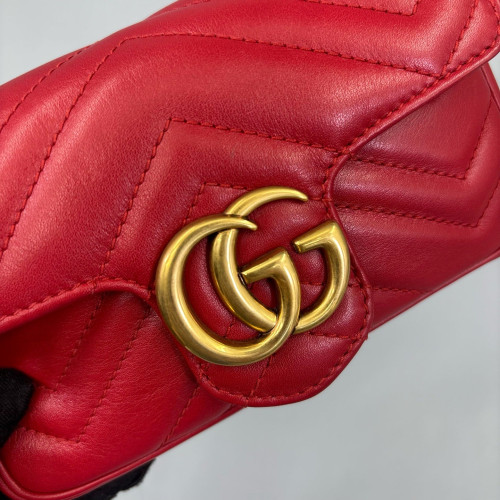 Gucci Matelasse Super Mini GG Marmont Calfskin Red