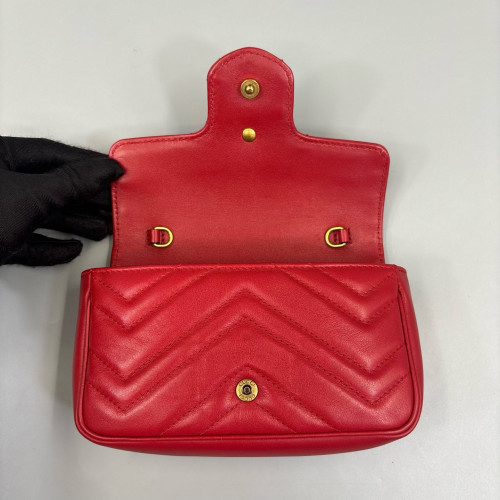 Gucci Matelasse Super Mini GG Marmont Calfskin Red