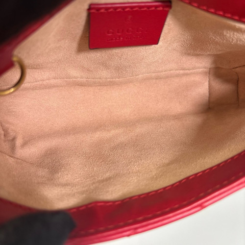 Gucci Matelasse Super Mini GG Marmont Calfskin Red