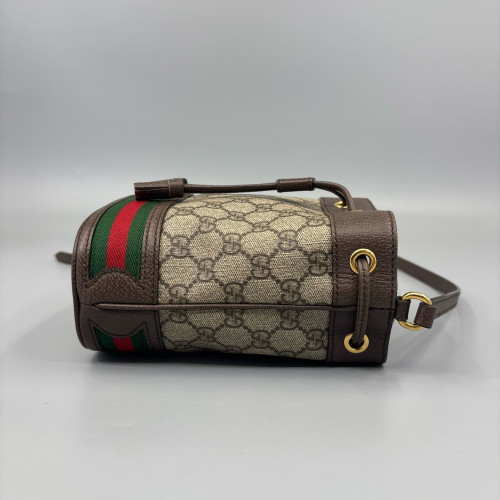 Gucci Mini Ophidia Bucket Bag GG Supreme Monogram Brown Beige Green Gucci Mini Ophidia Bucket Bag GG Supreme Monogram Brown Beige Green
