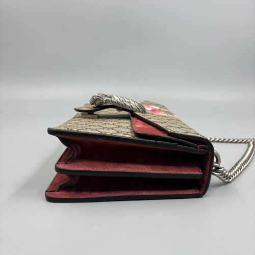 Gucci Meium Dionysus GG Supreme Monogram Suede Beige Burgundy Pink