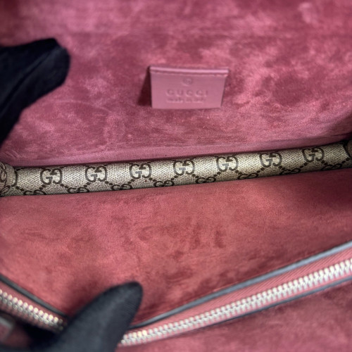 Gucci Meium Dionysus GG Supreme Monogram Suede Beige Burgundy Pink
